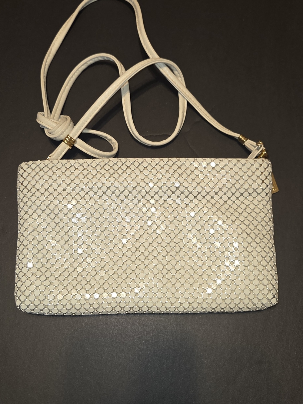 VTG White Sequin Crossbody Bag - Elegant Everyday Shoulder Bag. AS IS